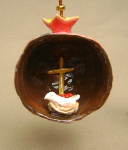 Ceramic "pinch Pot" Pomegranate Ornament