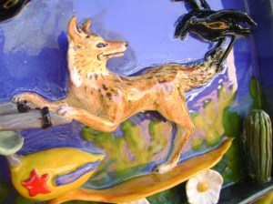 Close up of Coyote on a Scooter