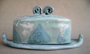 Teal and Turquiose Butter Dish