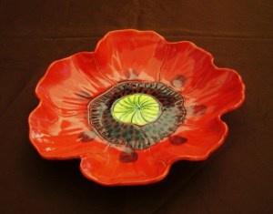 Red Poppy Serving Bowl, for candy, snacks, fruit salad,  $45.00