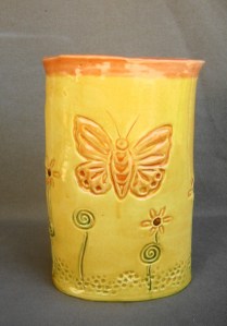 Stamped butterfly vase