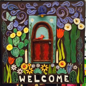 Welcome Mosaic with 3-d door tile