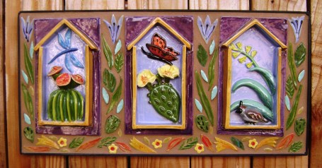 large butterfly mosaic, flowers, pom &amp; pear set 015