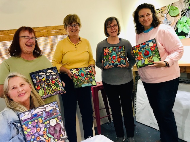 Feb. Group photo of mosaic wksp